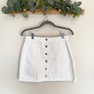 F21 White Denim Mini Skirt